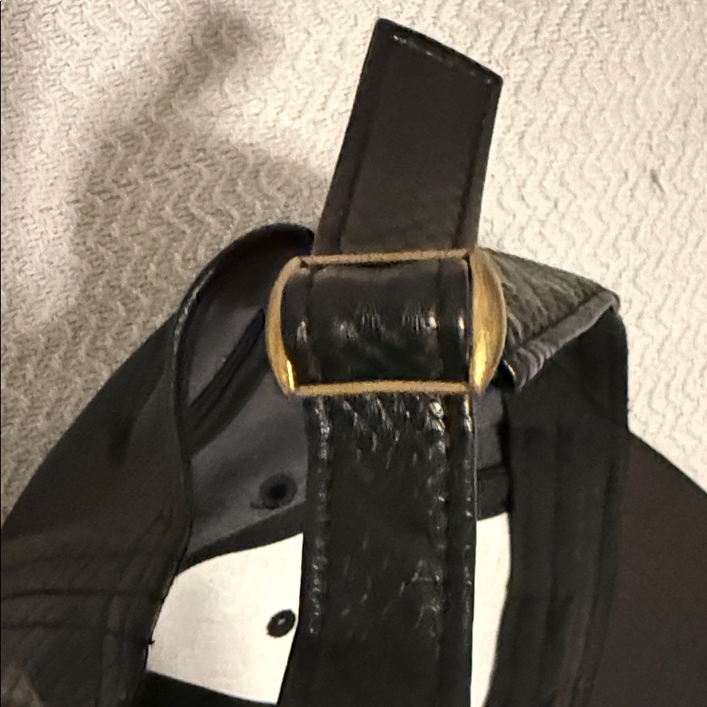 Black Textured Faux Leather Baseball Cap - Picture 7 of 7